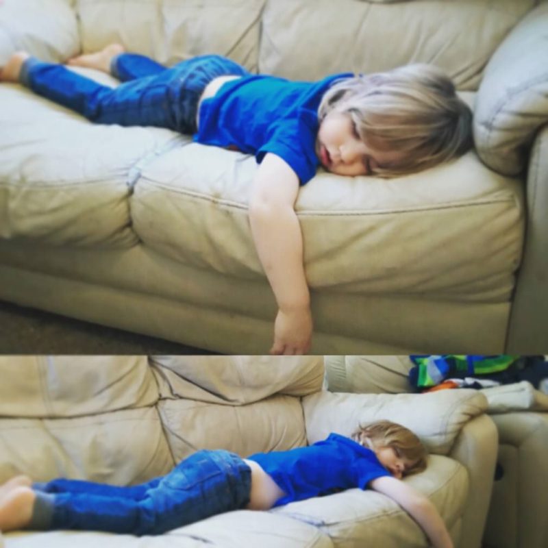passed out on sofa like a boss